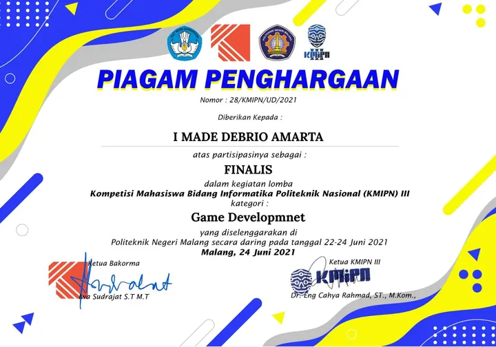 Finalist, Game Development certificate, KMIPN III