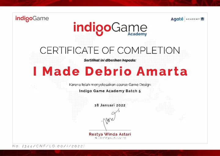 Game Design certificate, Indigo Game Academy
